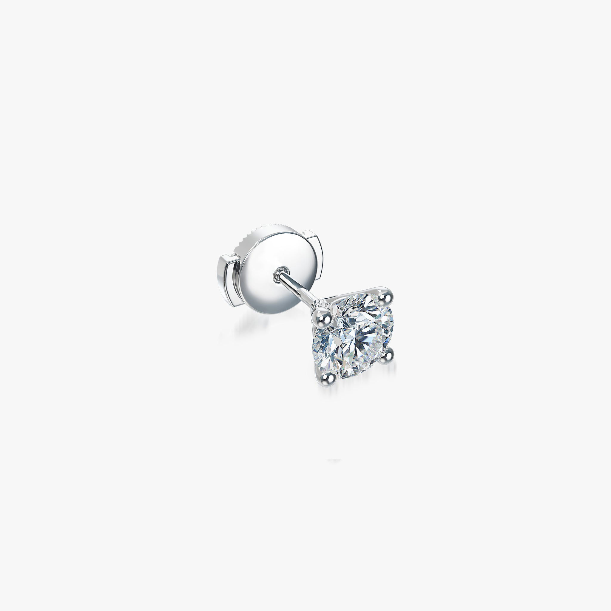 J'EVAR 18KT White Gold ALTR Lab Grown Diamond Single Stud Earring with Guardian Backs Lock View