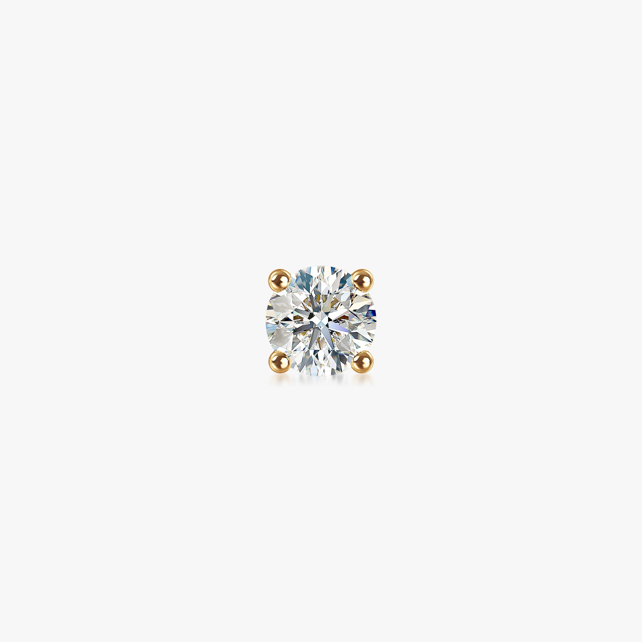 J'EVAR 18KT Yellow Gold ALTR Lab Grown Diamond Single Stud Earring with Guardian Backs Front View