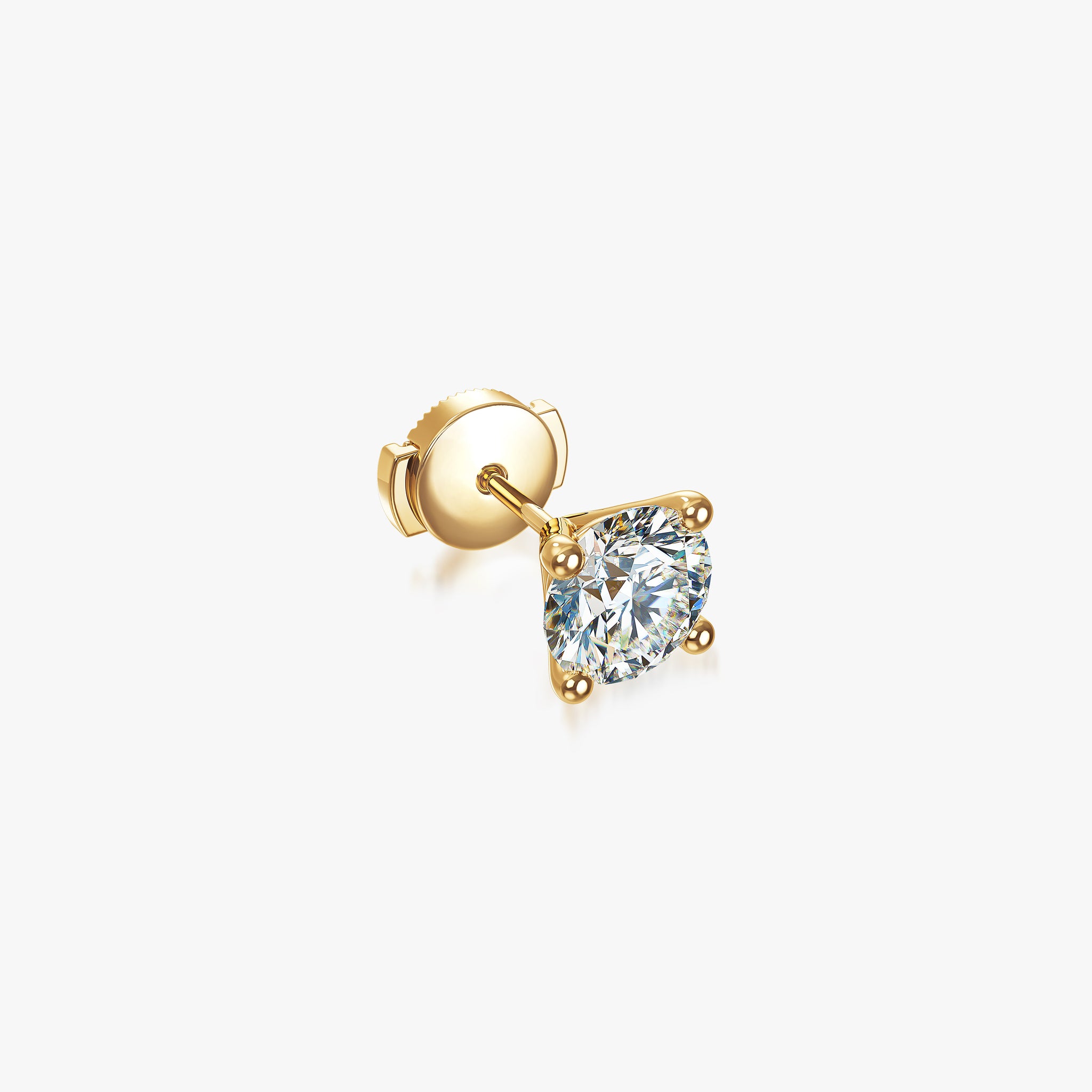 J'EVAR 18KT Yellow Gold ALTR Lab Grown Diamond Single Stud Earring with Guardian Backs Lock View