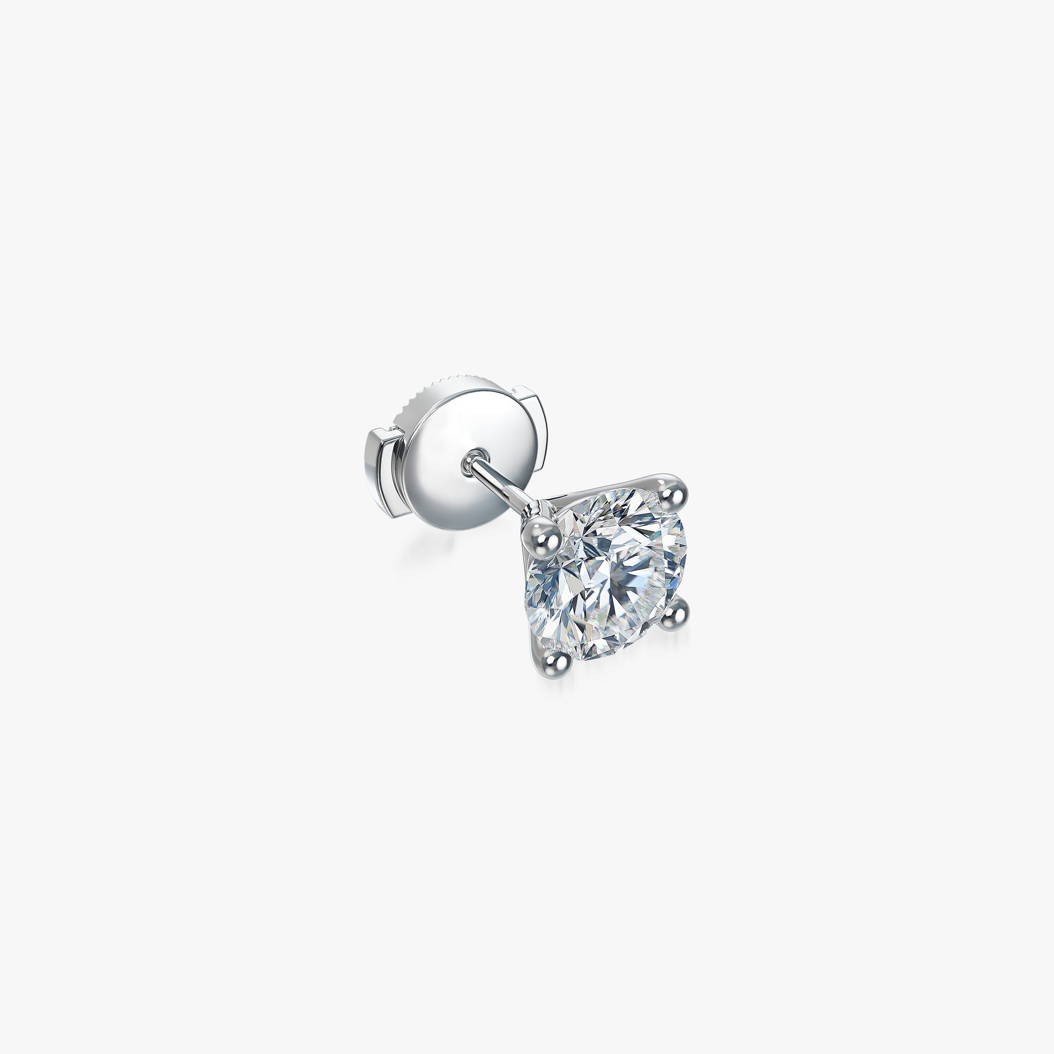 J'EVAR 18KT White Gold ALTR Lab Grown Diamond Single Stud Earring with Guardian Backs Lock View