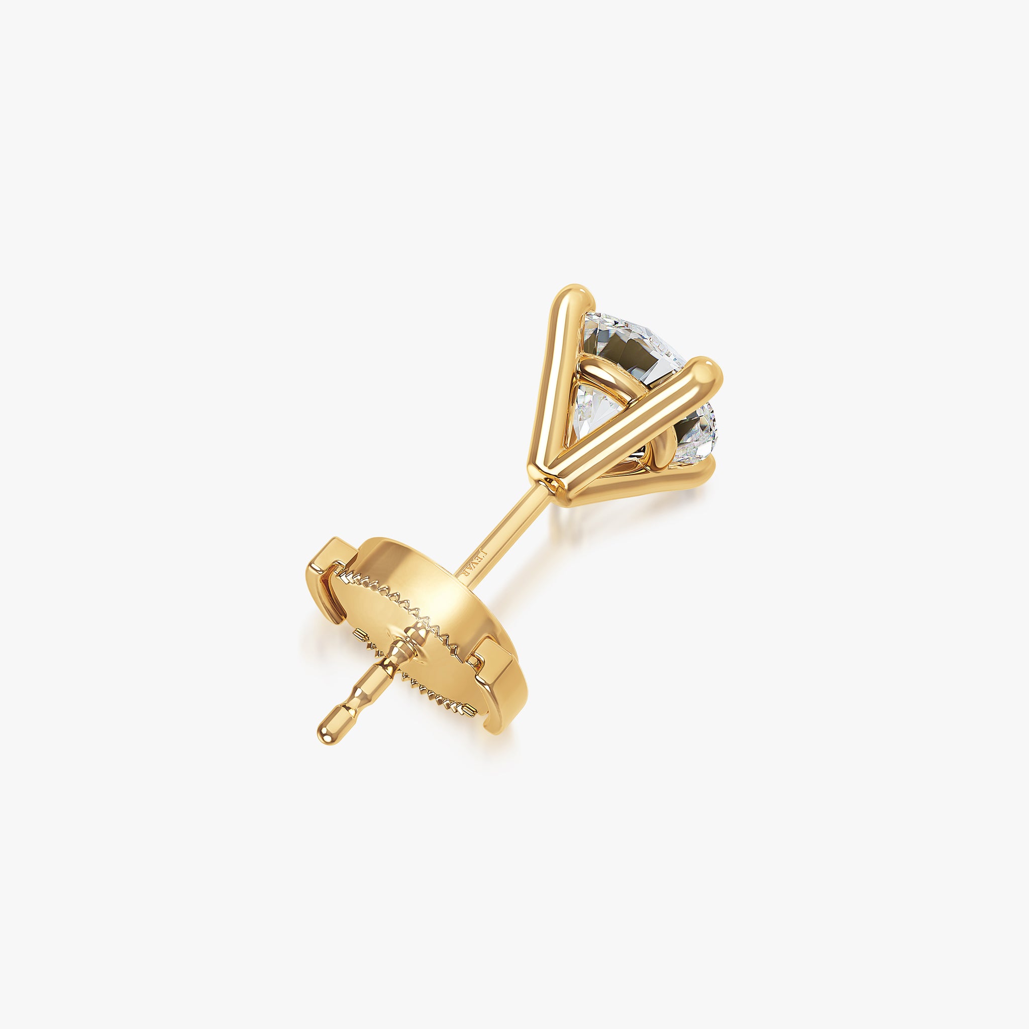 J'EVAR 18KT Yellow Gold ALTR Lab Grown Diamond Single Stud Earring with Guardian Backs Back View