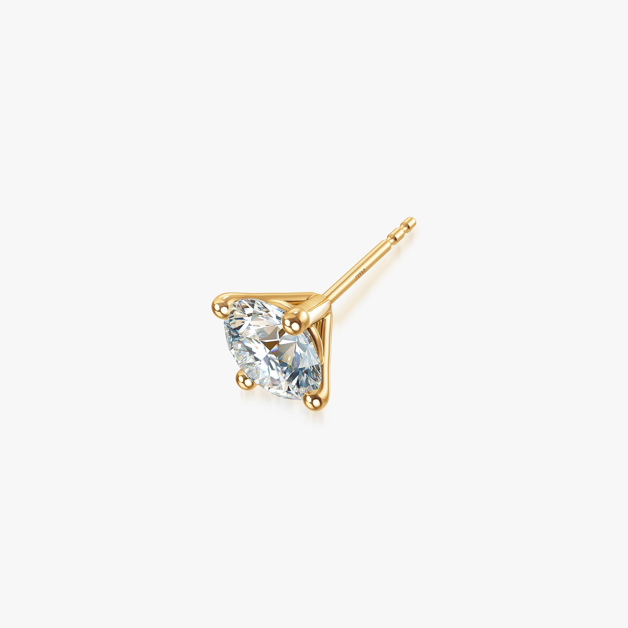 J'EVAR 18KT Yellow Gold ALTR Lab Grown Diamond Single Stud Earring with Guardian Backs Perspective View