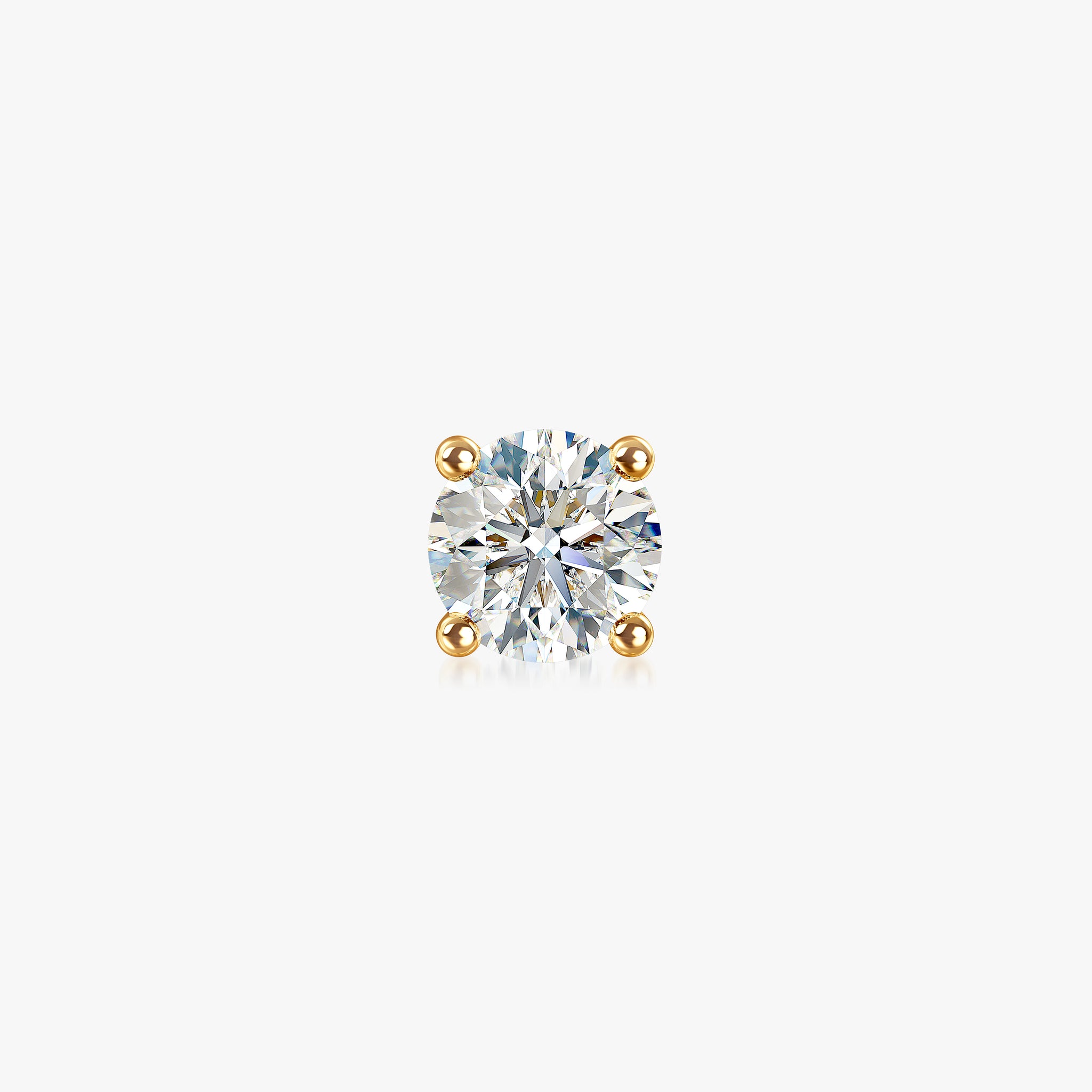 J'EVAR 18KT Yellow Gold ALTR Lab Grown Diamond Single Stud Earring with Guardian Backs Front View