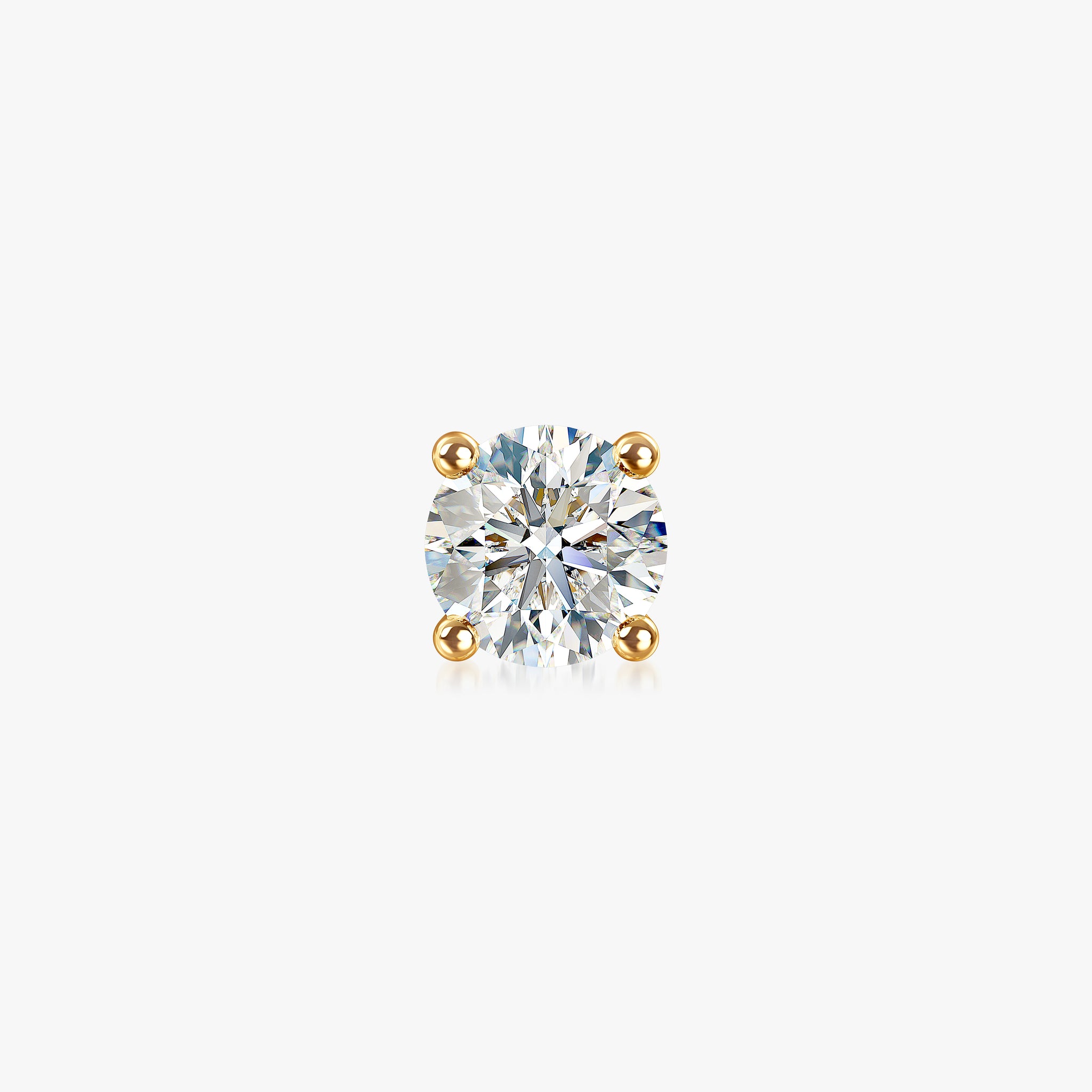 J'EVAR 18KT Yellow Gold ALTR Lab Grown Diamond Single Stud Earring with Guardian Backs Front View