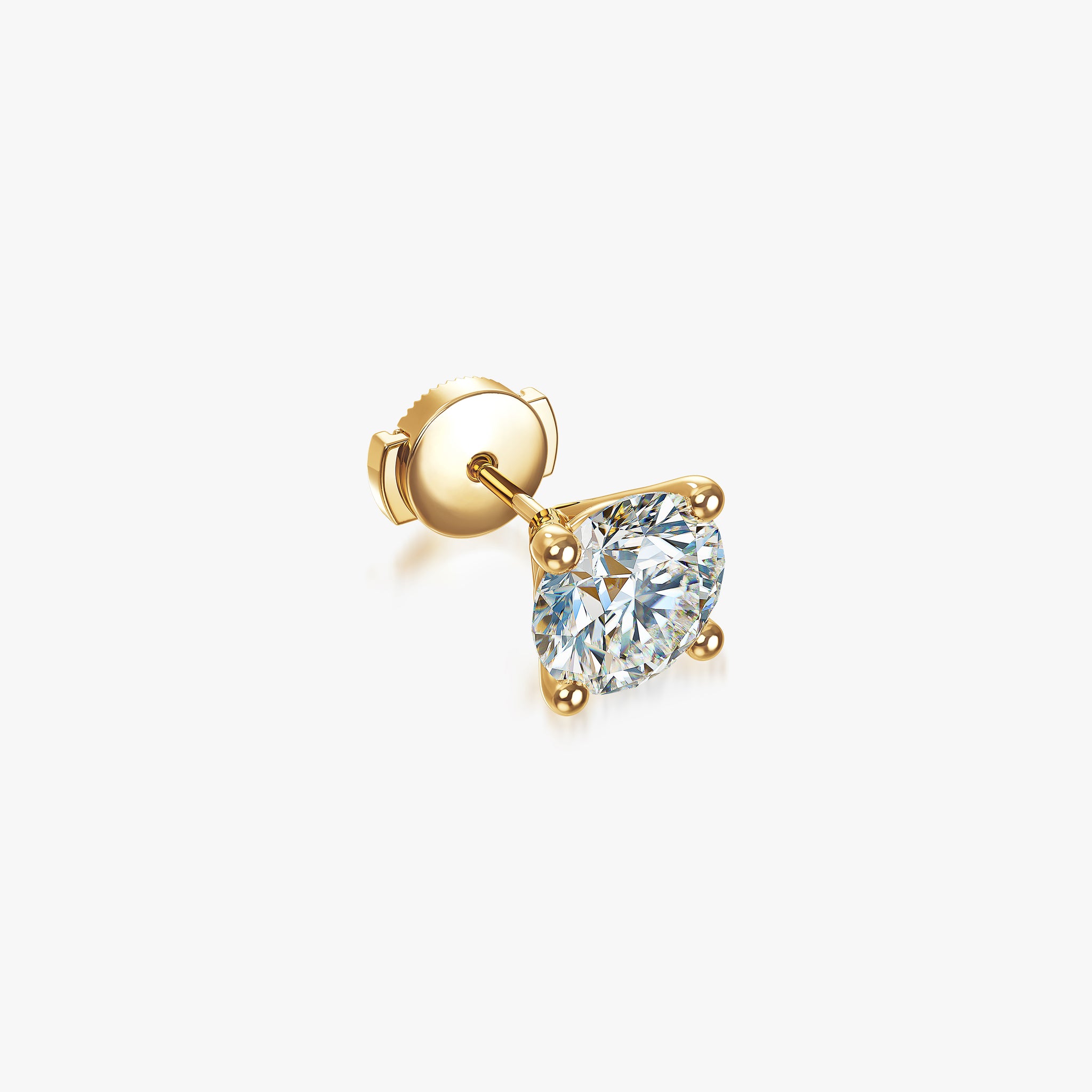 J'EVAR 18KT Yellow Gold ALTR Lab Grown Diamond Single Stud Earring with Guardian Backs Lock View