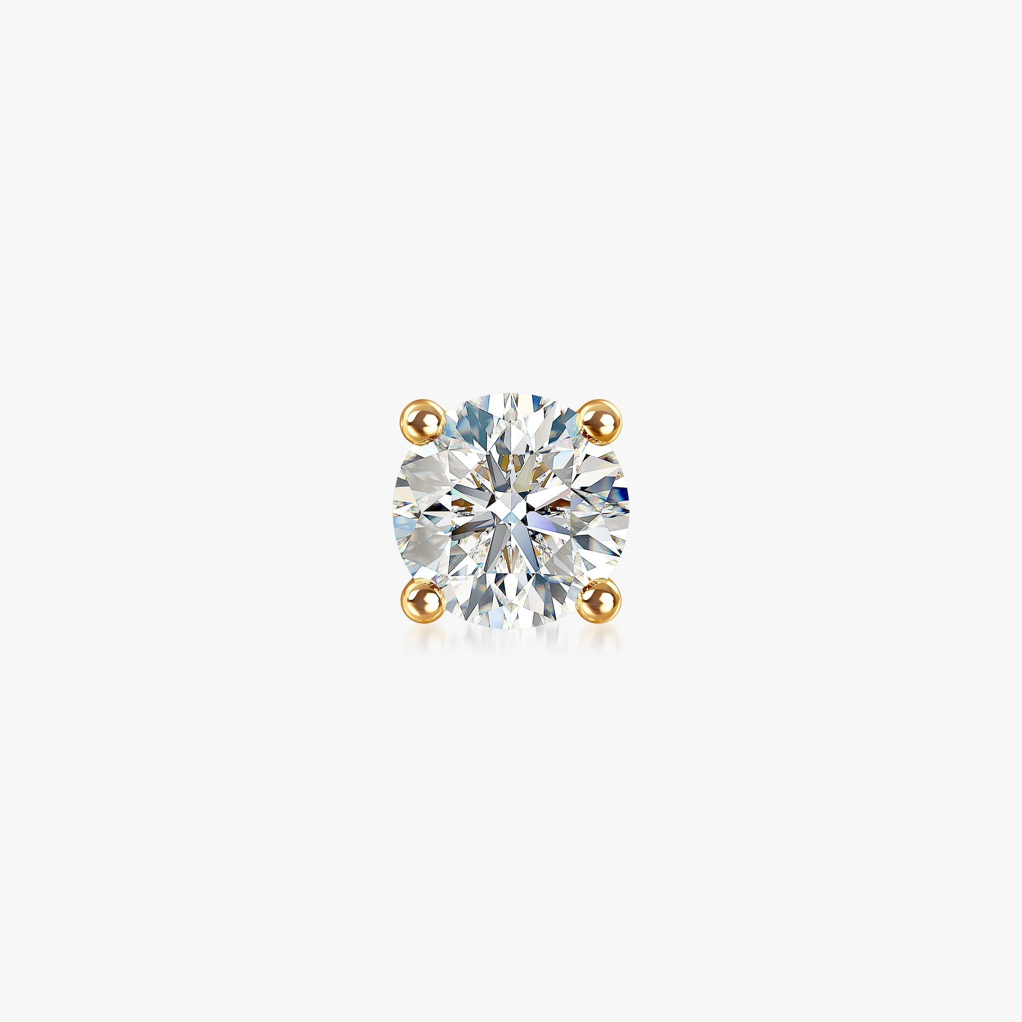 J'EVAR 18KT Yellow Gold ALTR Lab Grown Diamond Single Stud Earring with Guardian Backs Front View