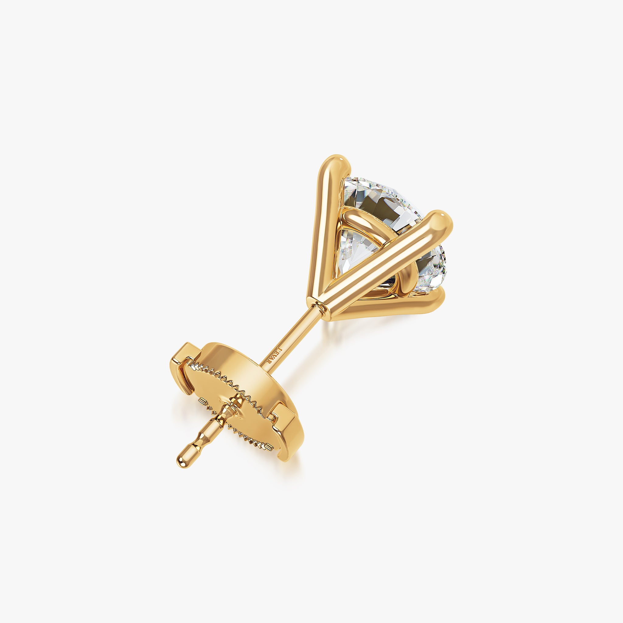 J'EVAR 18KT Yellow Gold ALTR Lab Grown Diamond Single Stud Earring with Guardian Backs Back View