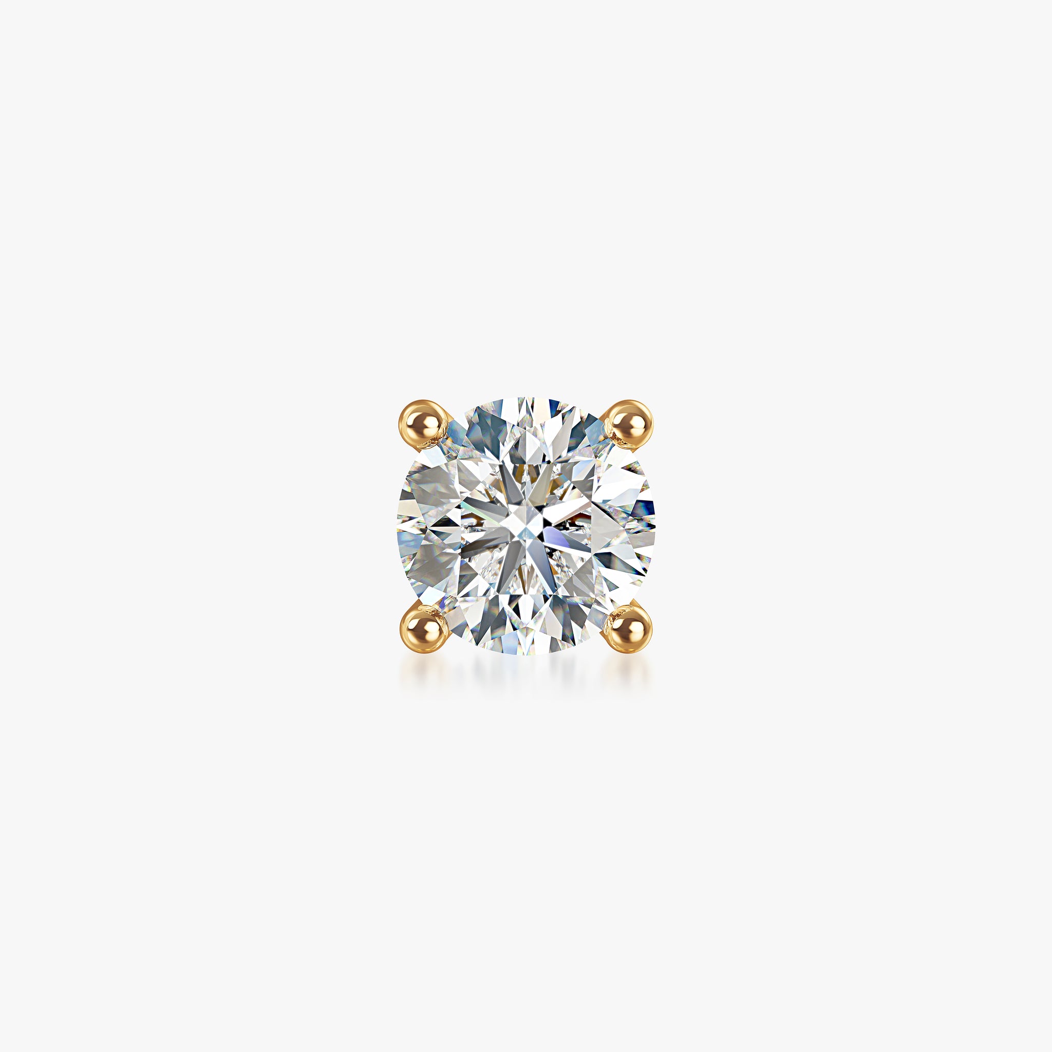 J'EVAR 18KT Yellow Gold ALTR Lab Grown Diamond Single Stud Earring with Guardian Backs Front View