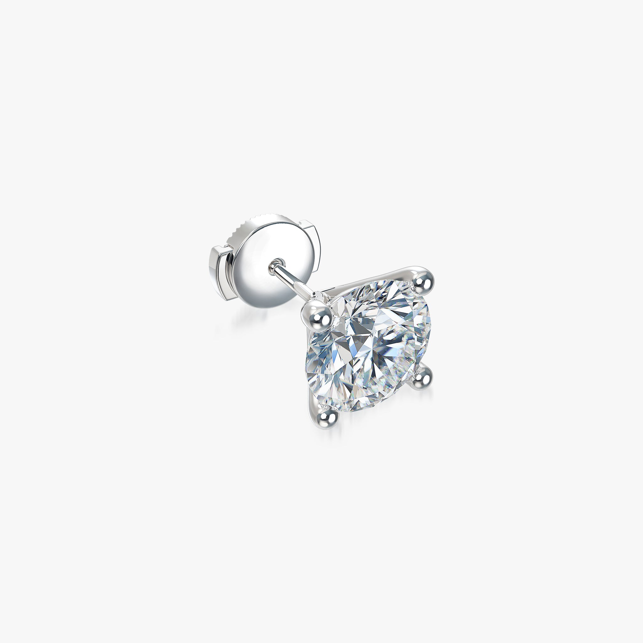 J'EVAR 18KT White Gold ALTR Lab Grown Diamond Single Stud Earring with Guardian Backs Lock View