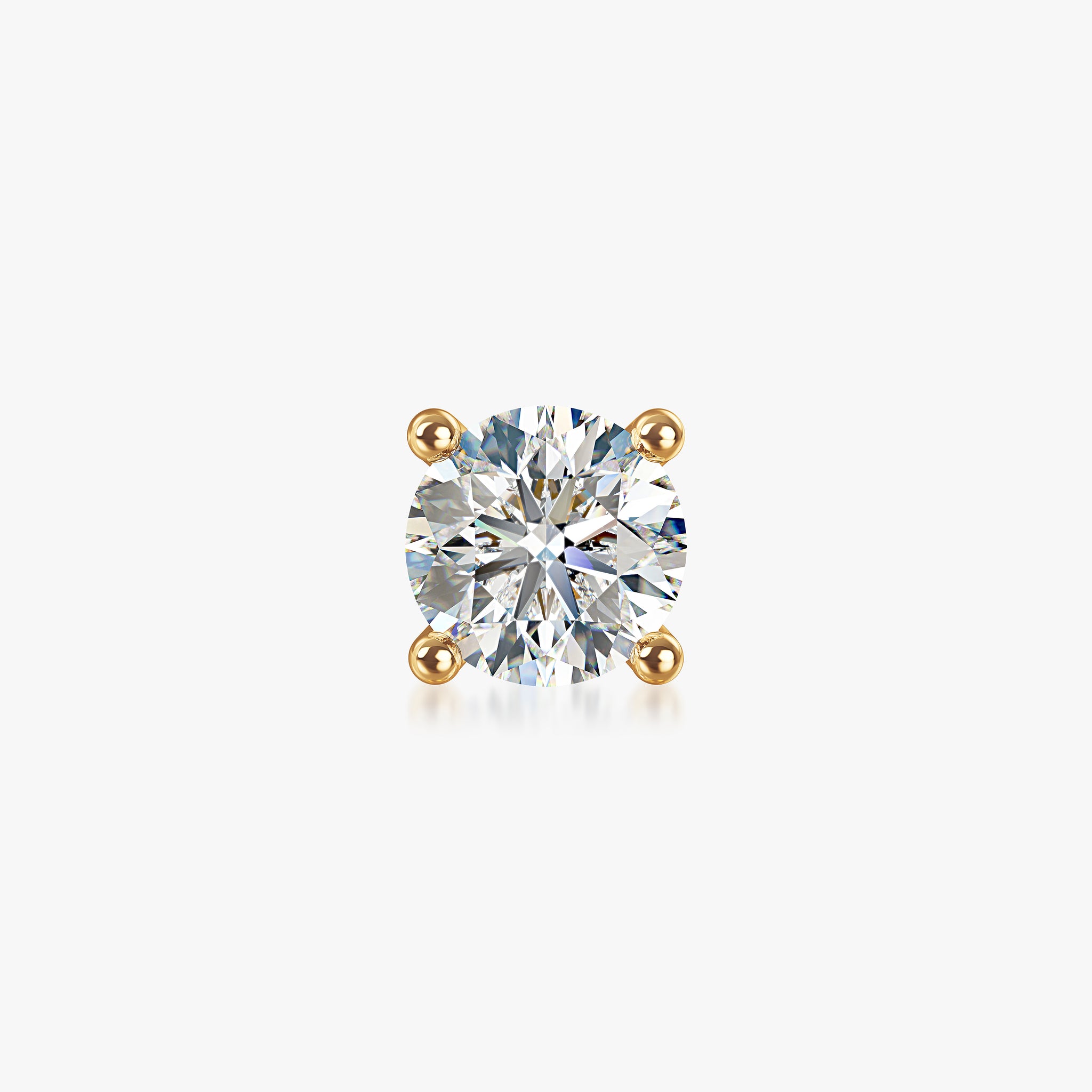 J'EVAR 18KT Yellow Gold ALTR Lab Grown Diamond Single Stud Earring with Guardian Backs Front View