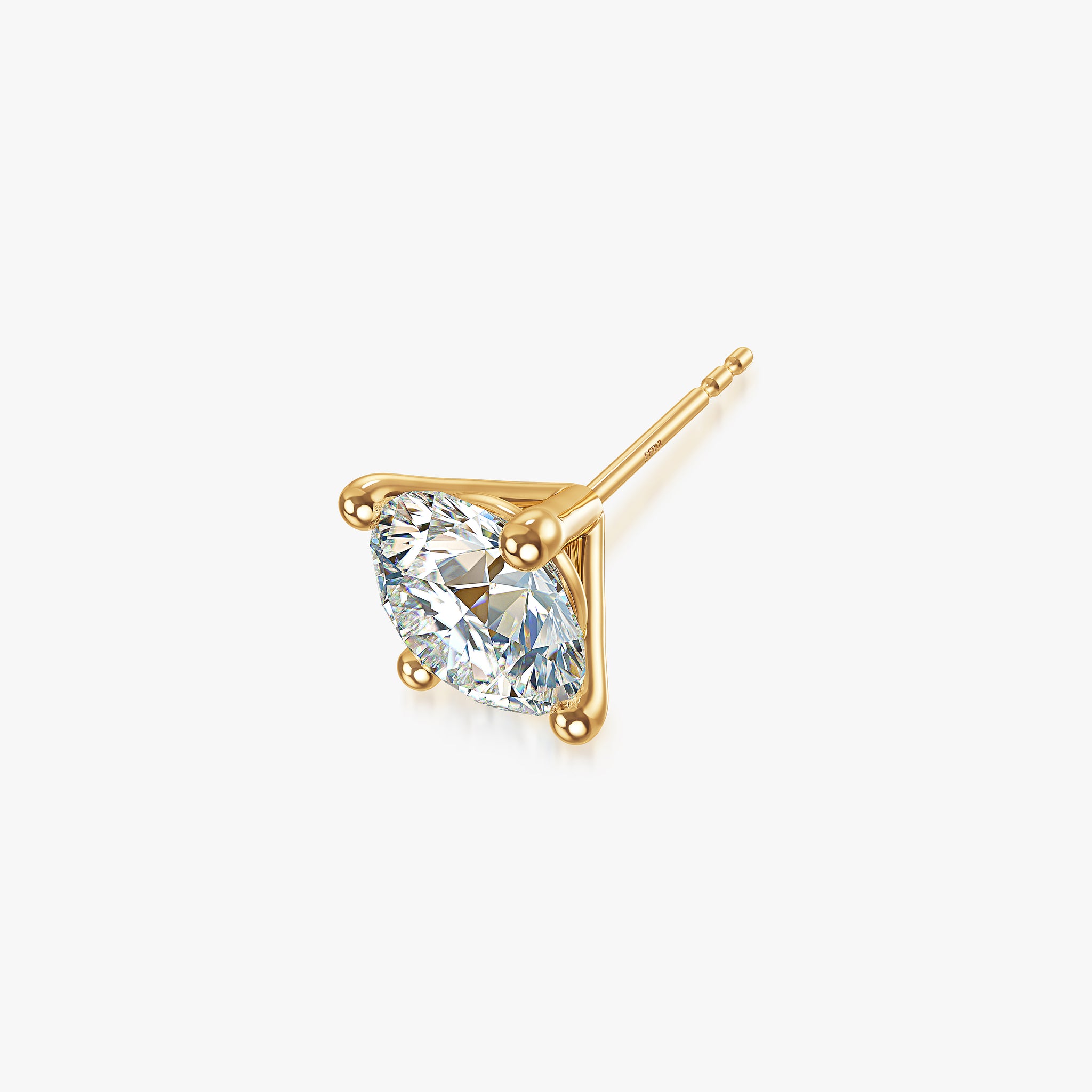 J'EVAR 18KT Yellow Gold ALTR Lab Grown Diamond Single Stud Earring with Guardian Backs Lock View