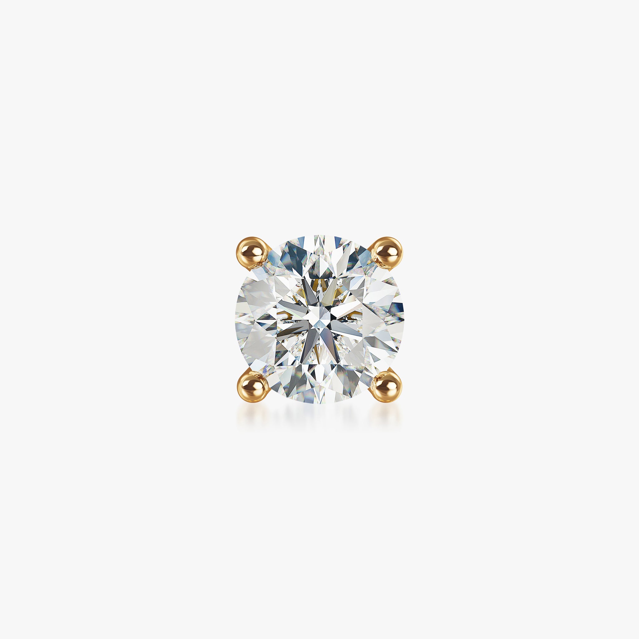 J'EVAR 18KT Yellow Gold ALTR Lab Grown Diamond Single Stud Earring with Guardian Backs Front View