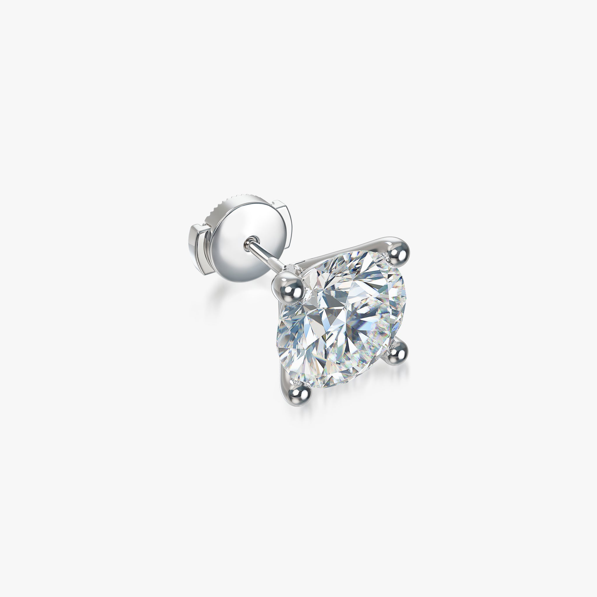 J'EVAR 18KT White Gold ALTR Lab Grown Diamond Single Stud Earring with Guardian Backs Lock View