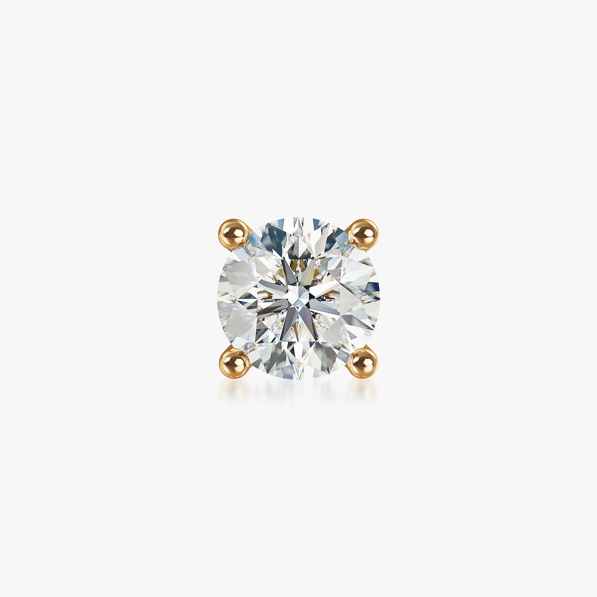 J'EVAR 18KT Yellow Gold ALTR Lab Grown Diamond Single Stud Earring with Guardian Backs Front View