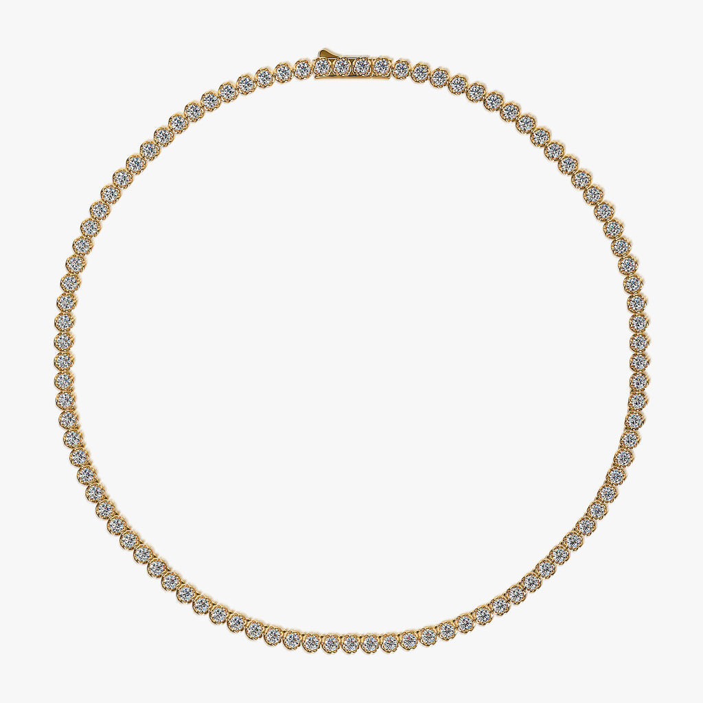 J'EVAR 18kt Lotus Petals Tennis Necklace ALTR Lab Grown Lotus Petals Diamond Tennis Necklace Top View | 10.00 CT