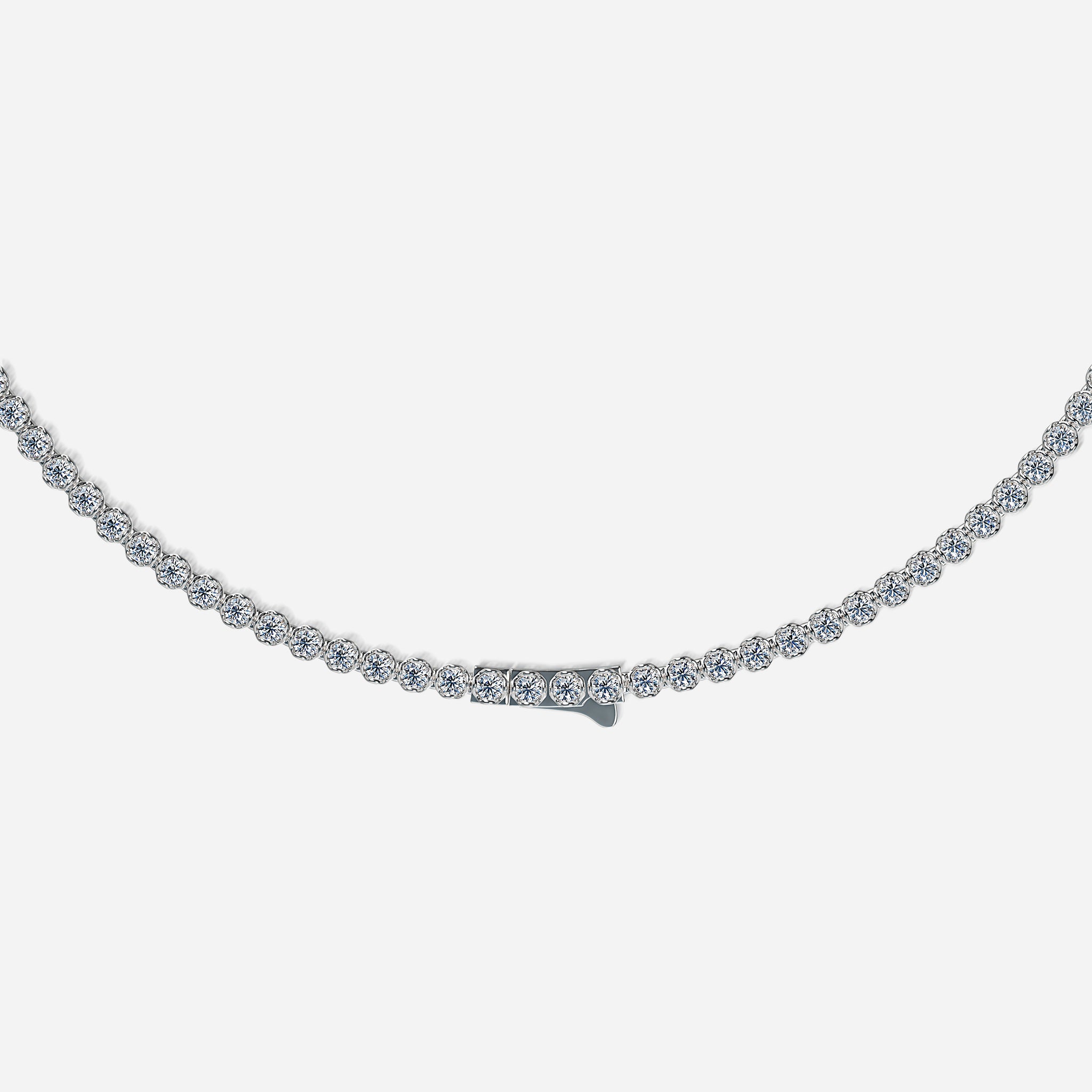 J'EVAR 18kt Lotus Petals Tennis Necklace ALTR Lab Grown Lotus Petals Diamond Tennis Necklace Lock View