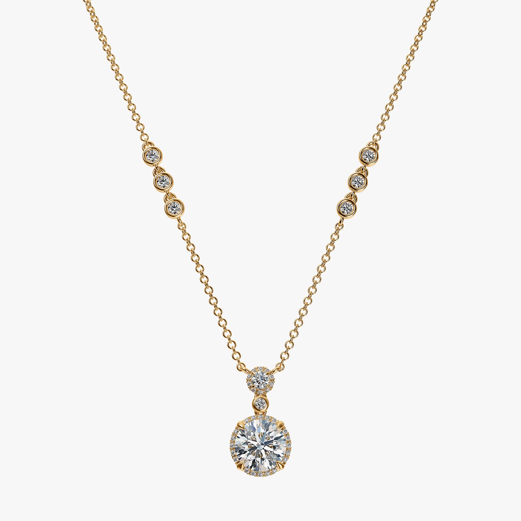 J'EVAR 18KT Yellow Gold By the Yard Micro Pave Invisible Halo ALTR Lab Grown Diamond Necklace Lock View