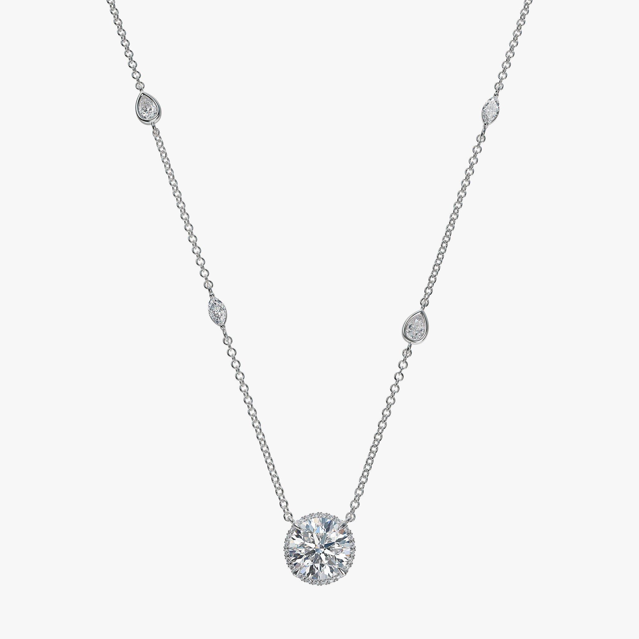 J'EVAR 18KT White Gold By the Yard Invisible Halo ALTR Lab Grown Diamond Necklace Lock View