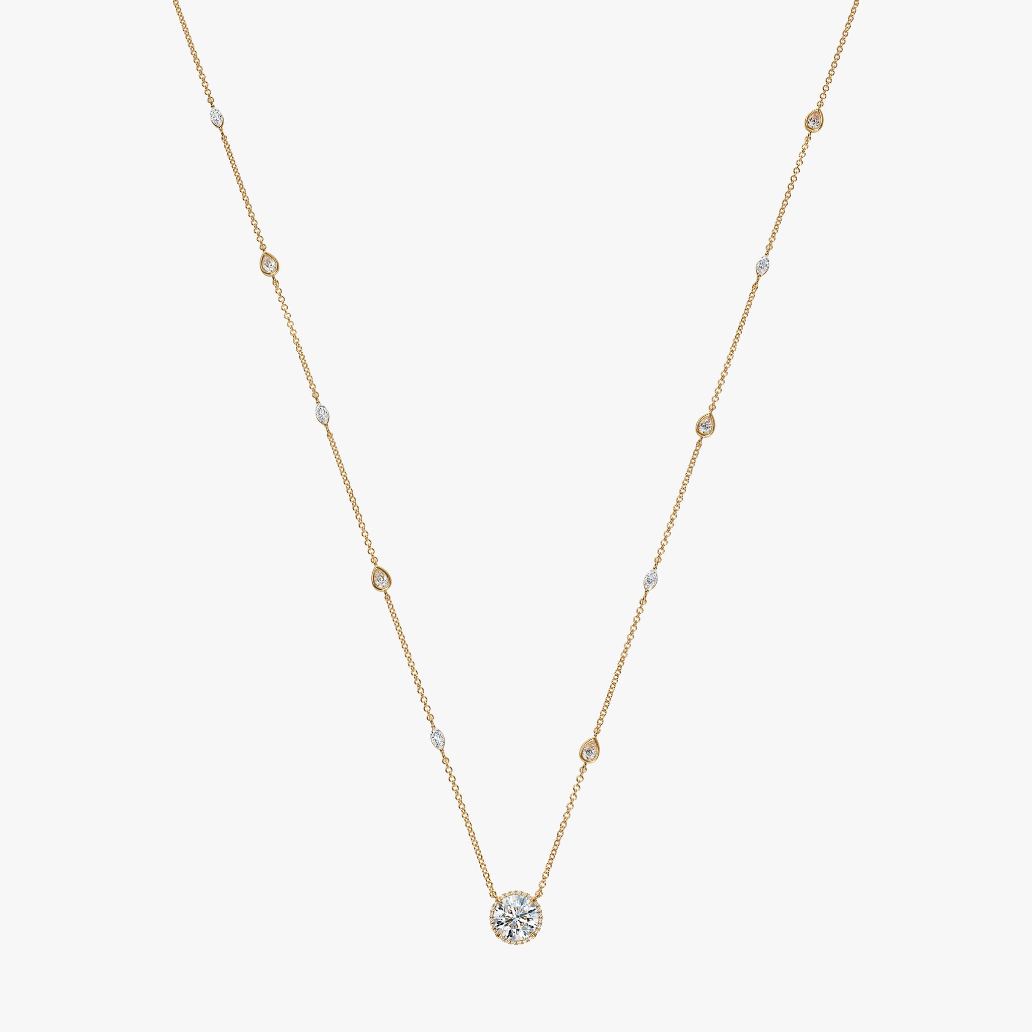 J'EVAR 18KT Yellow Gold By the Yard Invisible Halo ALTR Lab Grown Diamond Necklace Lock View
