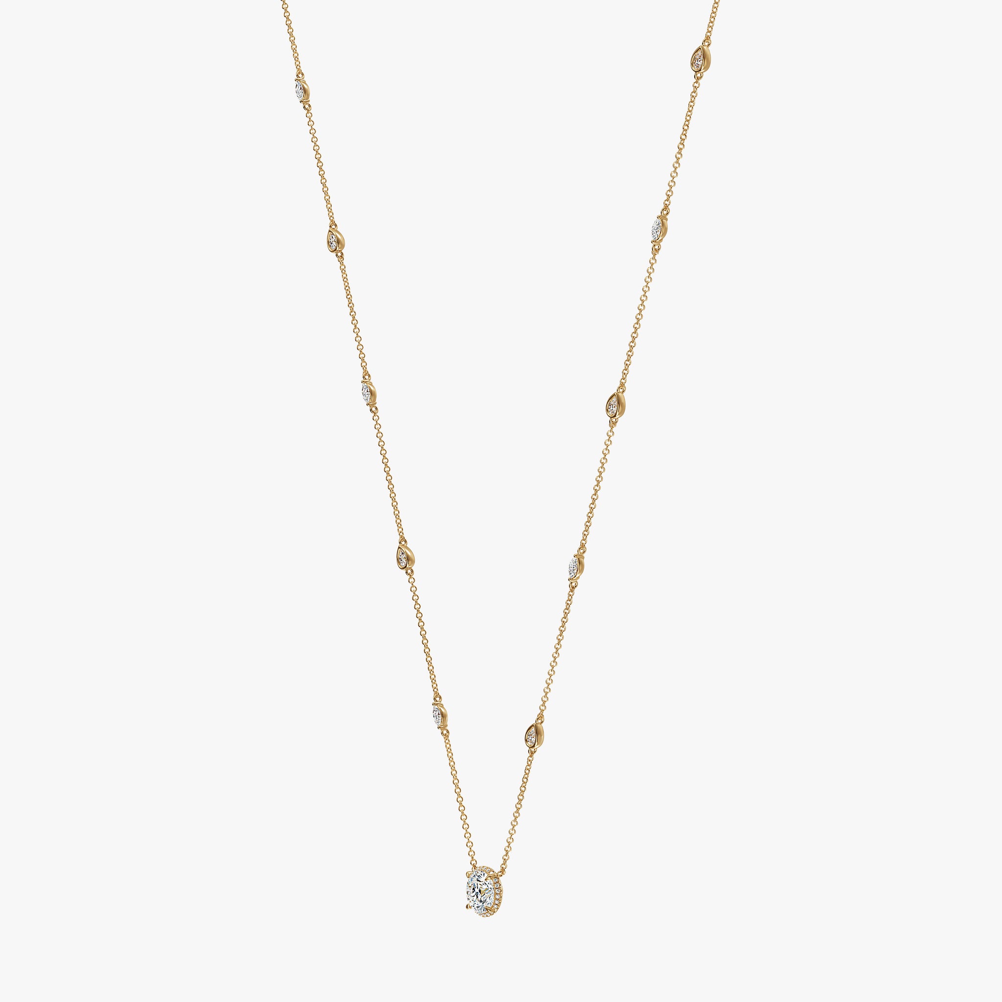 J'EVAR 18KT Yellow Gold By the Yard Invisible Halo ALTR Lab Grown Diamond Necklace Lock View