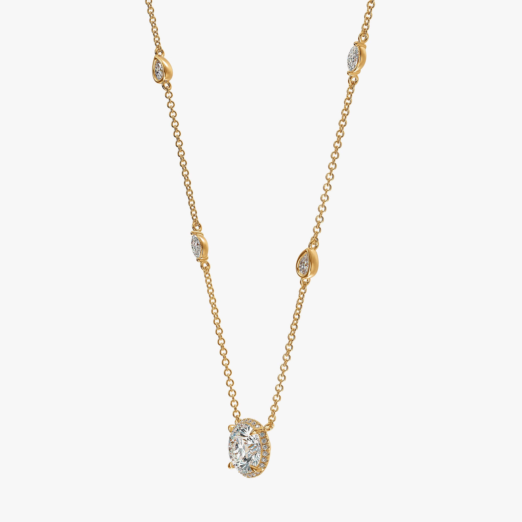 J'EVAR 18KT Yellow Gold By the Yard Invisible Halo ALTR Lab Grown Diamond Necklace Lock View
