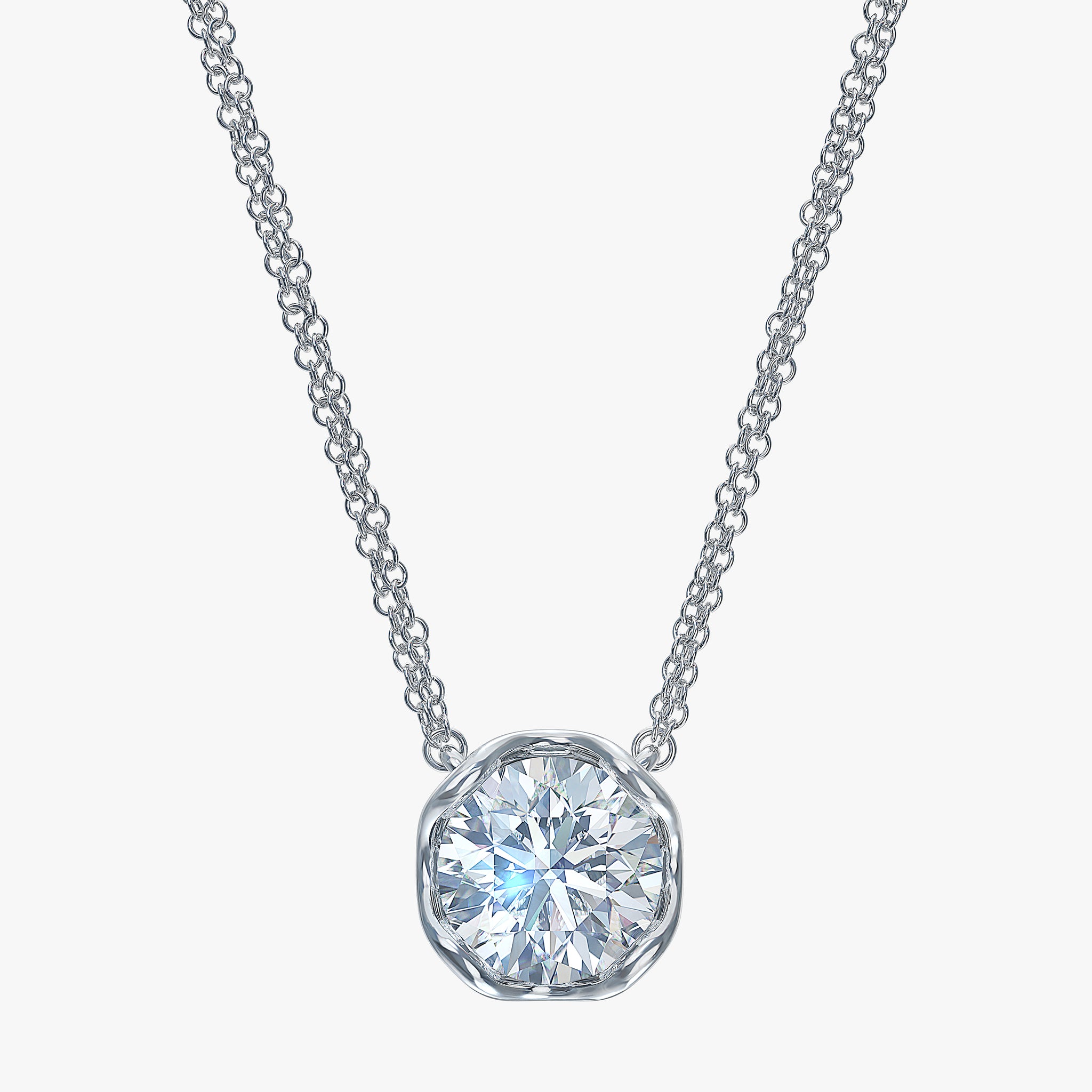 J'EVAR 14KT White Gold Solitaire ALTR Lab Grown Diamond Necklace Front View
