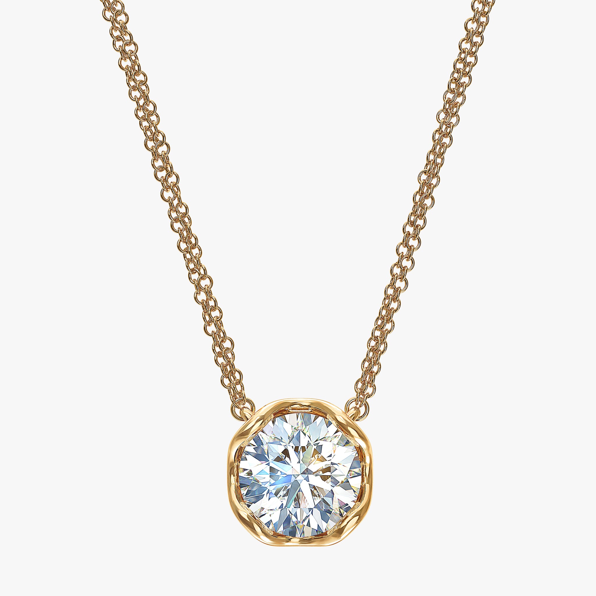 J'EVAR 14KT Yellow Gold ALTR Lab Grown Solitaire Diamond Necklace Front View