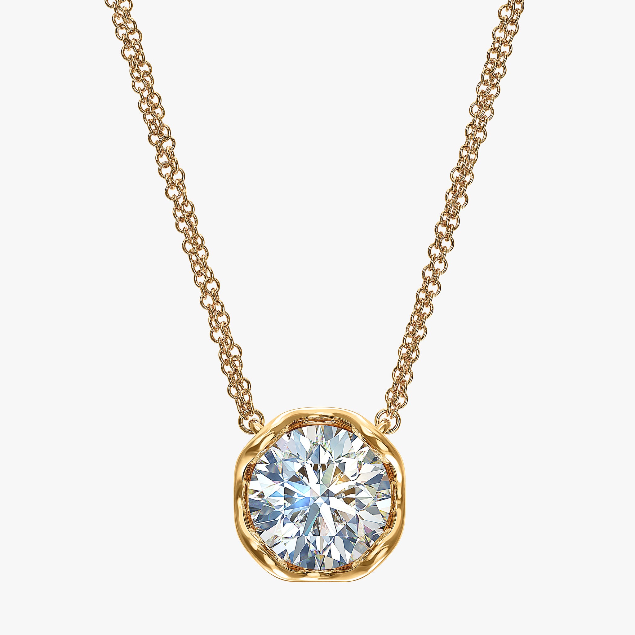 J'EVAR 14KT Yellow Gold ALTR Lab Grown Solitaire Diamond Necklace Front View