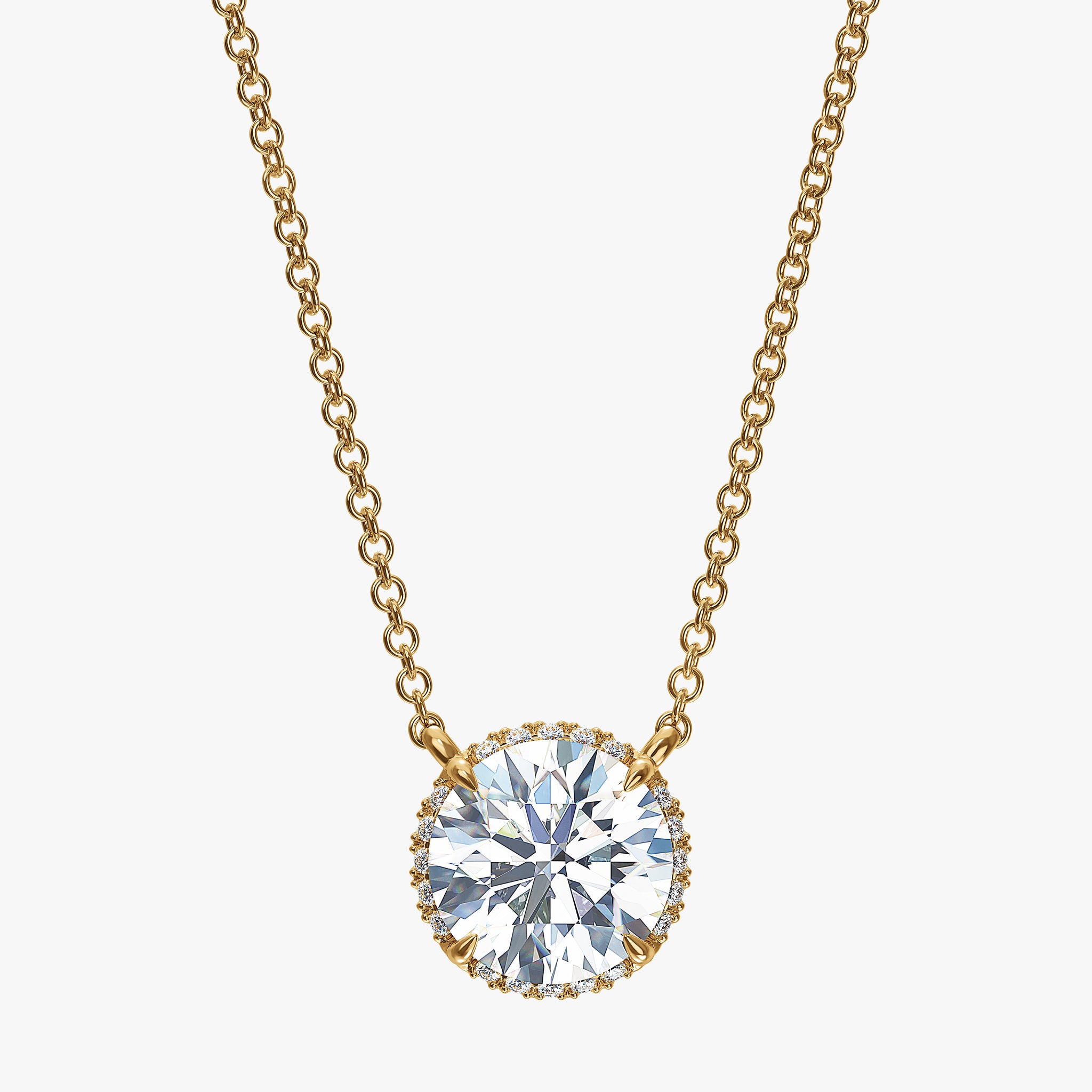 J'EVAR 18KT Yellow Gold Invisible Halo ALTR Lab Grown Diamond Necklace Lock View