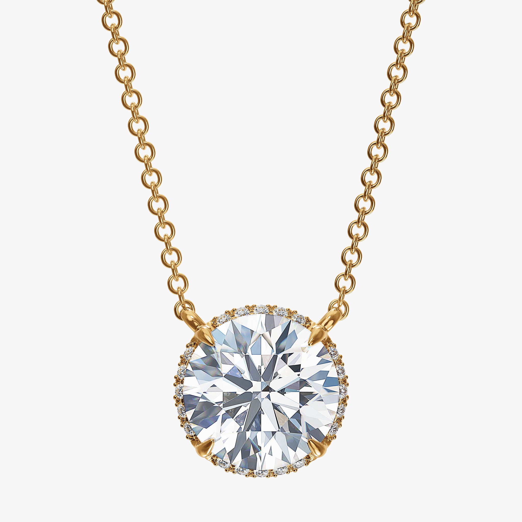 J'EVAR 18KT Yellow Gold Invisible Halo ALTR Lab Grown Diamond Necklace Lock View