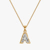 TYPE by J'EVAR 7MM A SOLITAIRE DIAMOND INITIAL PENDANT 18K Yellow Gold ALTR Lab Grown Diamond Front View | 18 IN CHAIN / A