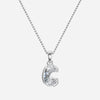TYPE by J'EVAR 7MM LETTER C SOLITAIRE DIAMOND INITIAL PENDANT 18K White Gold ALTR Lab Grown Diamond Front View | 18 IN CHAIN / C
