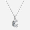 TYPE by J'EVAR 9MM C SOLITAIRE DIAMOND INITIAL PENDANT 18K White Gold ALTR Lab Grown Diamond Front View | 18 IN CHAIN / C