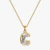 TYPE by J'EVAR 9MM C SOLITAIRE DIAMOND INITIAL PENDANT 18K Yellow Gold ALTR Lab Grown Diamond Front View | 18 IN CHAIN / C