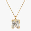 TYPE by J'EVAR 9MM M SOLITAIRE DIAMOND INITIAL PENDANT 18K Yellow Gold ALTR Lab Grown Diamond Front View | 18 IN CHAIN / M