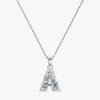 TYPE by J'EVAR 7MM LETTER A SOLITAIRE DIAMOND INITIAL PENDANT 18K White Gold ALTR Lab Grown Diamond Front View | NO CHAIN / A