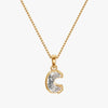 TYPE by J'EVAR 7MM C SOLITAIRE DIAMOND INITIAL PENDANT 18K Yellow Gold ALTR Lab Grown Diamond Front View | NO CHAIN / C