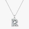 TYPE by J'EVAR 9MM R SOLITAIRE DIAMOND INITIAL PENDANT 18K White Gold ALTR Lab Grown Diamond Front View | NO CHAIN / R