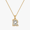 TYPE by J'EVAR 7MM R SOLITAIRE DIAMOND INITIAL PENDANT 18K Yellow Gold ALTR Lab Grown Diamond Front View | NO CHAIN / R