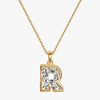 TYPE by J'EVAR 9MM R SOLITAIRE DIAMOND INITIAL PENDANT 18K Yellow Gold ALTR Lab Grown Diamond Front View | NO CHAIN / R