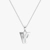 TYPE by J'EVAR 7MM LETTER V SOLITAIRE DIAMOND INITIAL PENDANT 18K White Gold ALTR Lab Grown Diamond Back View | 18 IN CHAIN / V