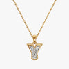 TYPE by J'EVAR 7MM Y SOLITAIRE DIAMOND INITIAL PENDANT 18K Yellow Gold ALTR Lab Grown Diamond Front View | 18 IN CHAIN / Y