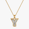 TYPE by J'EVAR 9MM Y SOLITAIRE DIAMOND INITIAL PENDANT 18K Yellow Gold ALTR Lab Grown Diamond Front View | 18 IN CHAIN / Y
