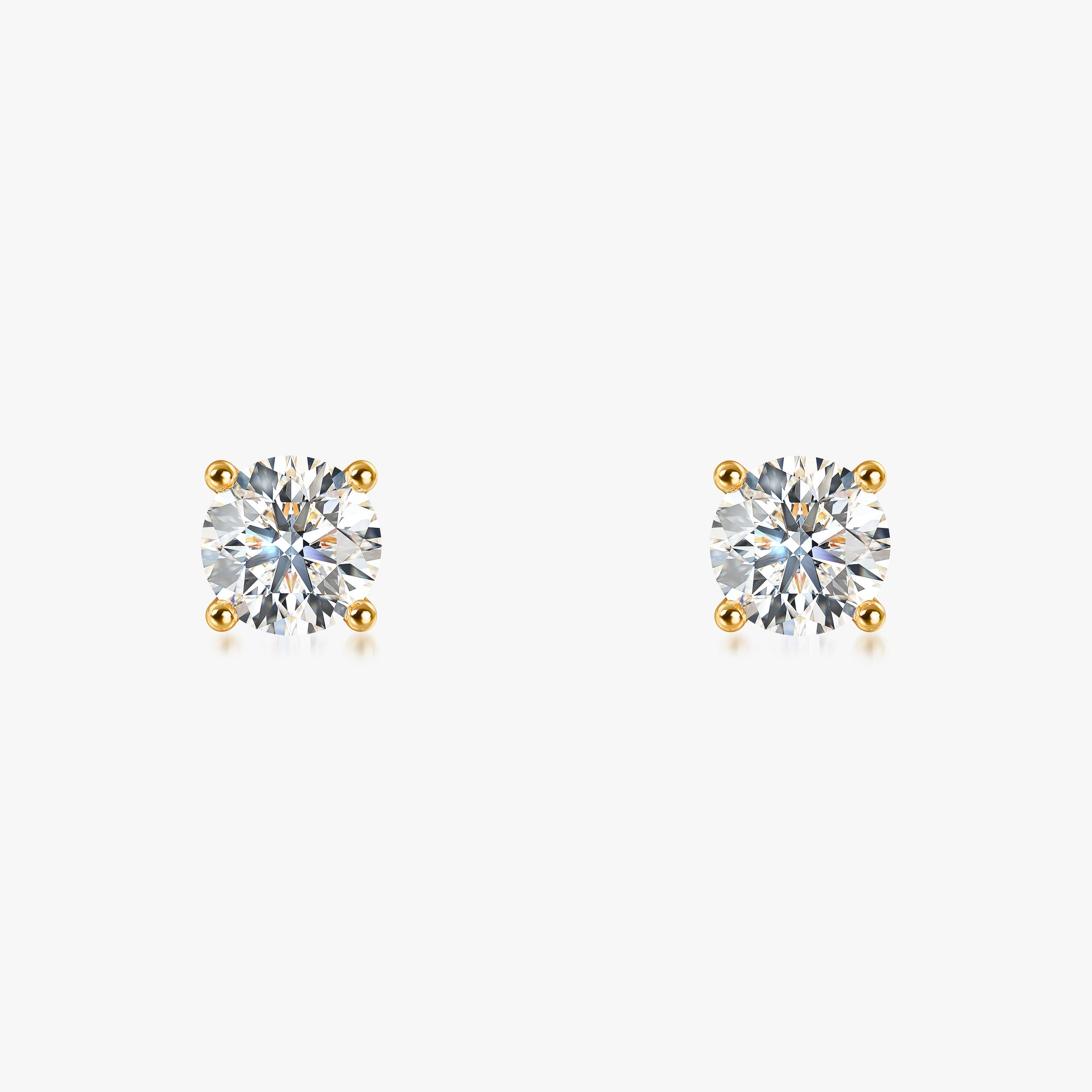 J'EVAR 14KT Yellow Gold ALTR Lab Grown Diamond Stud Earrings Front View