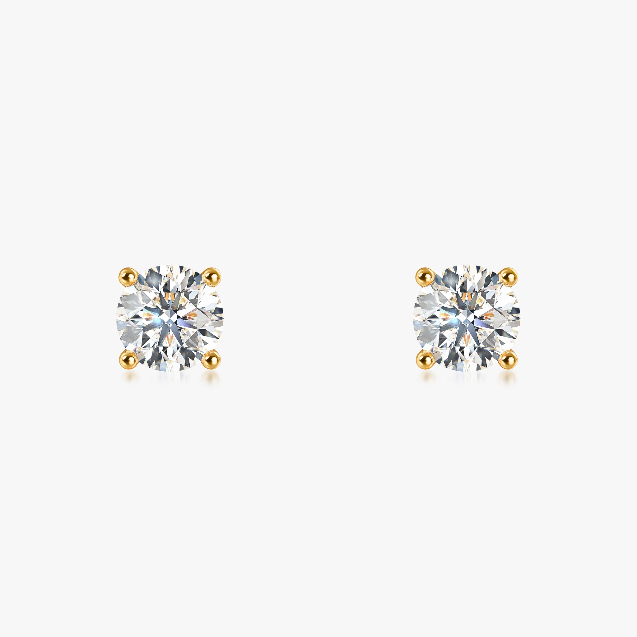 J'EVAR 14KT Yellow Gold ALTR Lab Grown Diamond Stud Earrings Front View