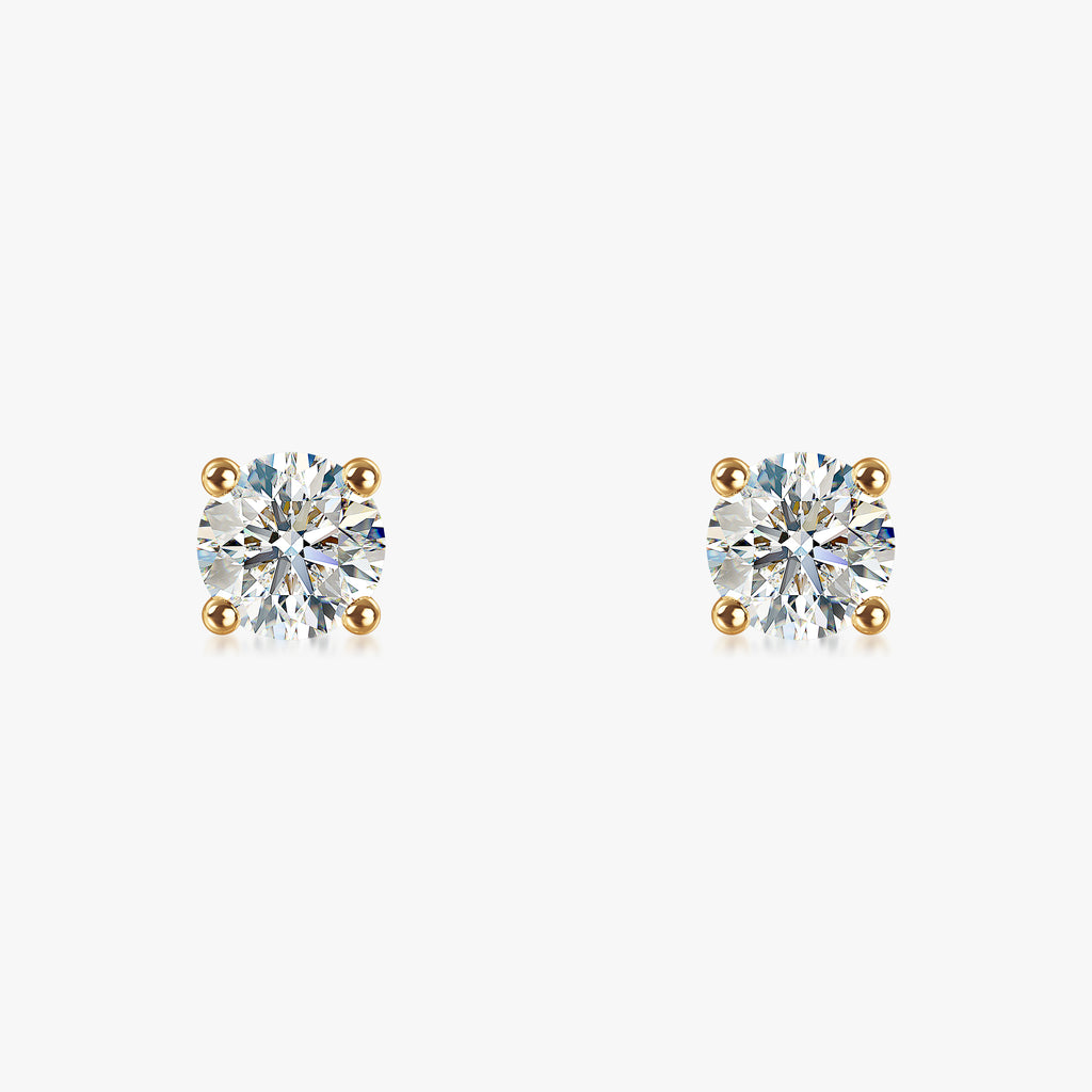 J'EVAR 18KT Yellow Gold ALTR Lab Grown Diamond Stud Earrings with Guardian Backs Front View | Pair / 2.00 CT