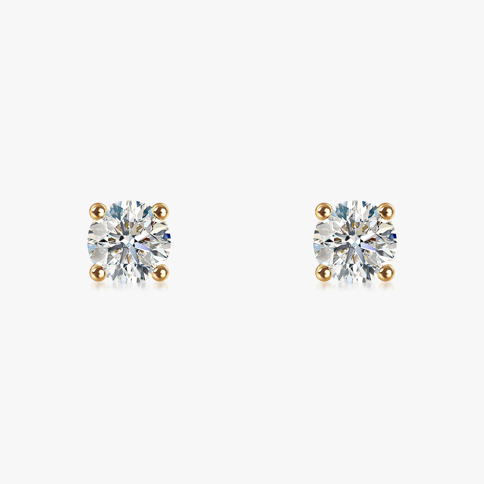 J'EVAR 18KT Yellow Gold ALTR Lab Grown Diamond Stud Earrings with Guardian Backs Front View | Pair / 2.00 CT