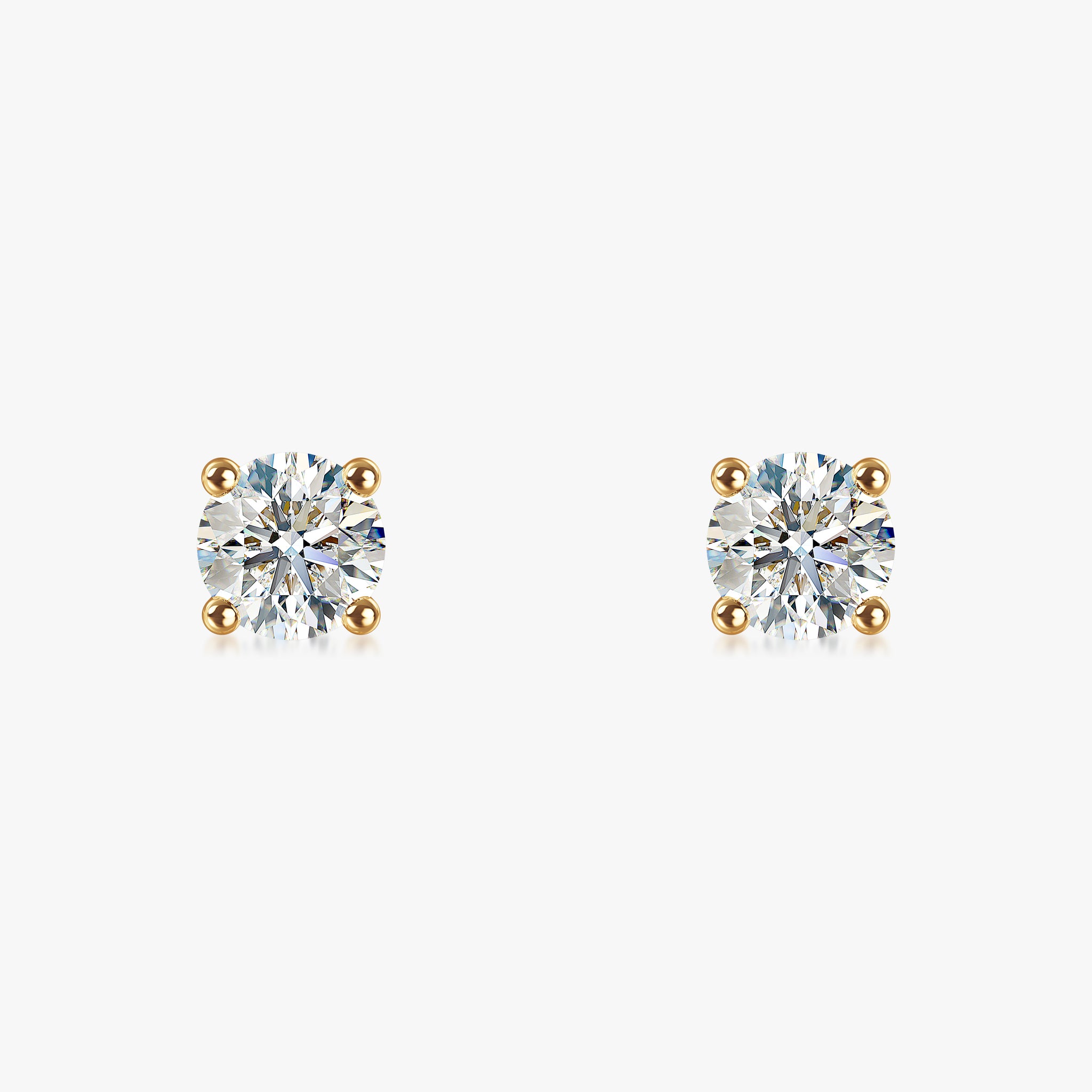 J'EVAR 18KT Yellow Gold ALTR Lab Grown Diamond Stud Earrings with Guardian Backs Front View