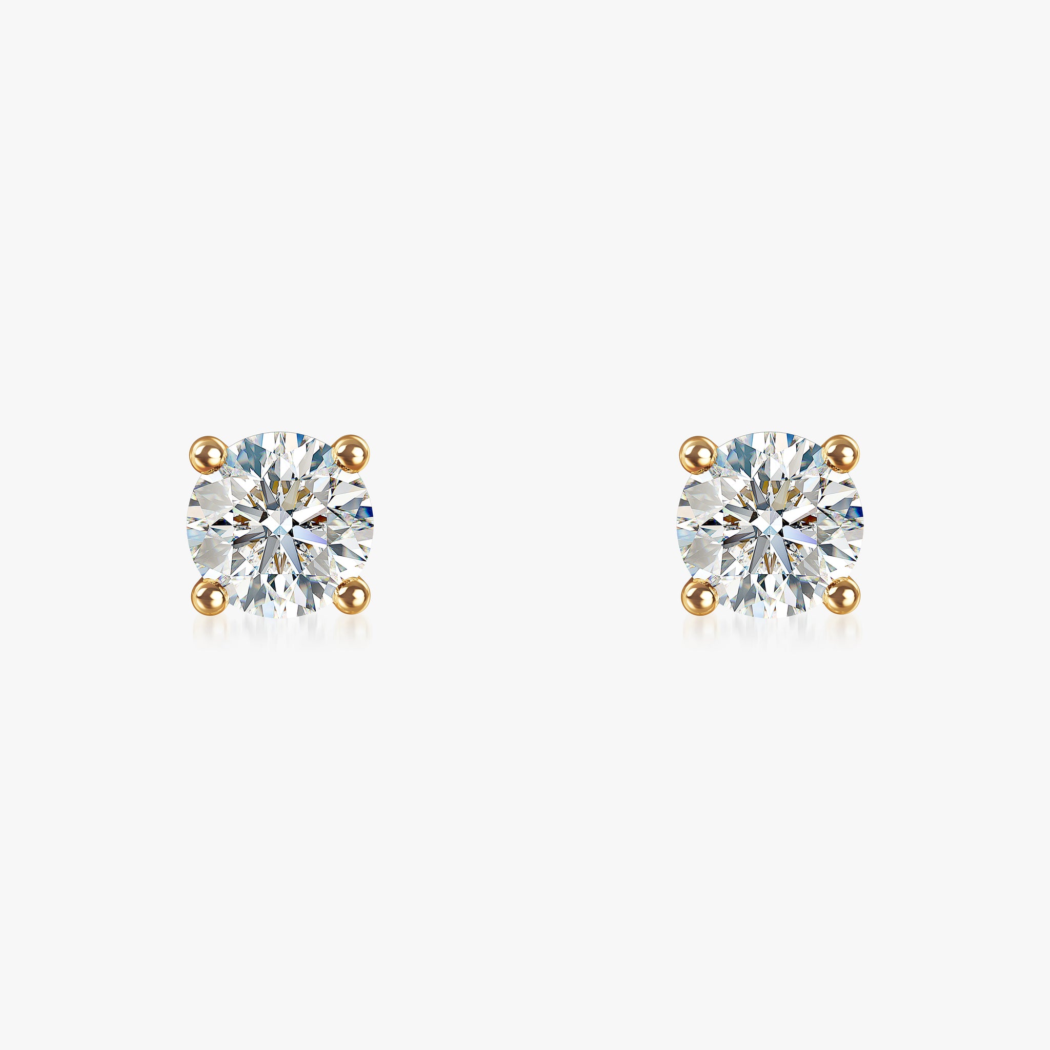 J'EVAR 18KT Yellow Gold ALTR Lab Grown Diamond Stud Earrings with Guardian Backs Front View