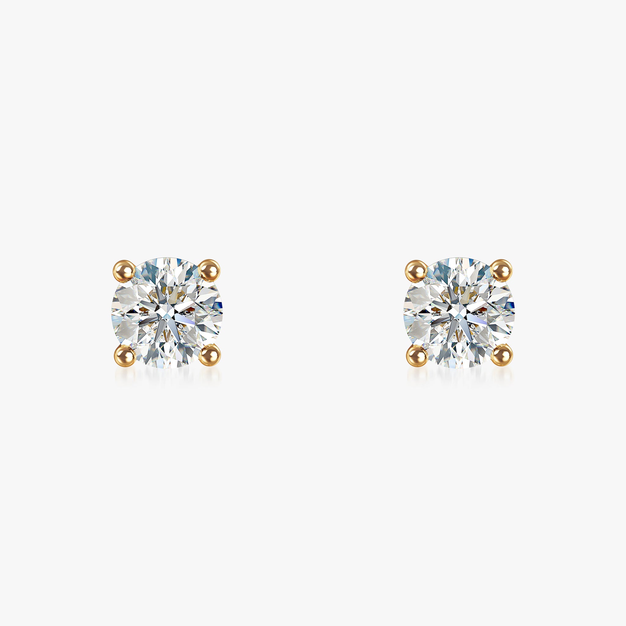 J'EVAR 18KT Yellow Gold ALTR Lab Grown Diamond Stud Earrings with Guardian Backs Front View